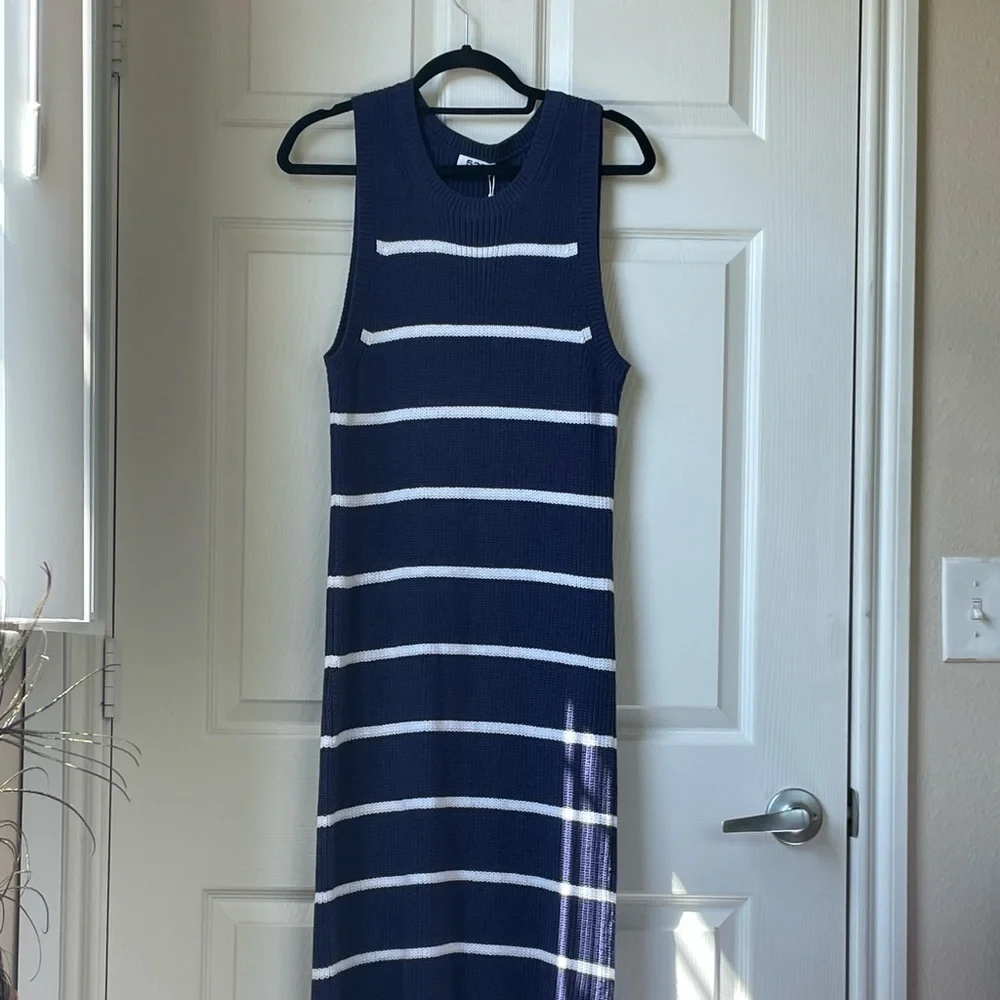 525 America Emma Cotton Midi/Maxi Dress Navy/White | Americana Coastal Elegance - Picture 5 of 16